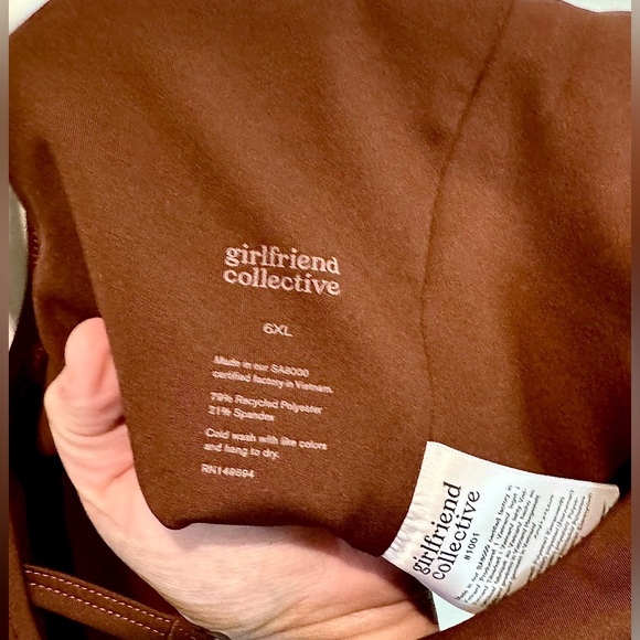 Girlfriend Collective NWT Topanga Halter Bra Sz 6XL Criss Cross Strap in Cafe - Picture 11 of 11